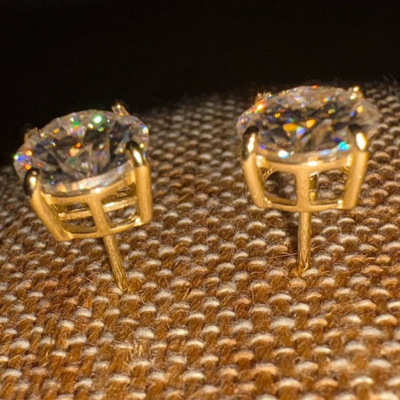 14 K Gold Over Solid Sterling Silver 2.4 Carat Moissanite Earrings. $699 retail - Picture 7 of 8